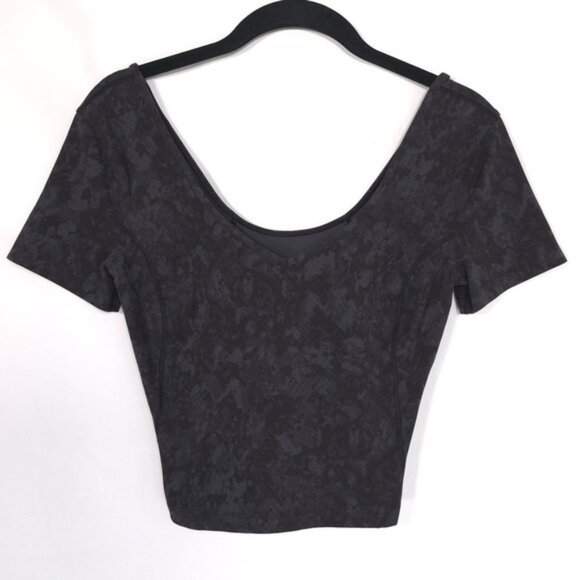 LULULEMON Align Tee Crop Hideaway Camo Deep Coal Multi No Size Tag 4 Nulu - Picture 1 of 9
